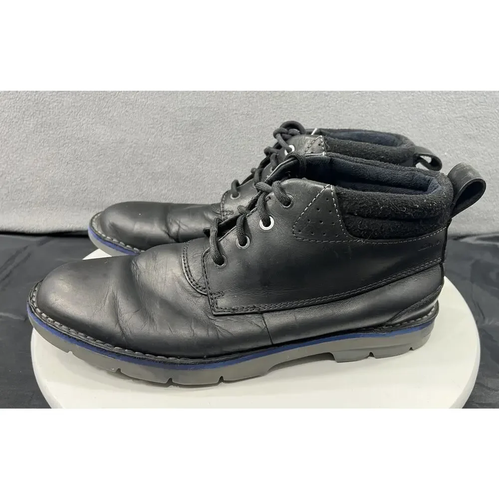Clarks Varick Hill Chukka Ankle Boots Lace Up Black Blue Leather Men Size 11
